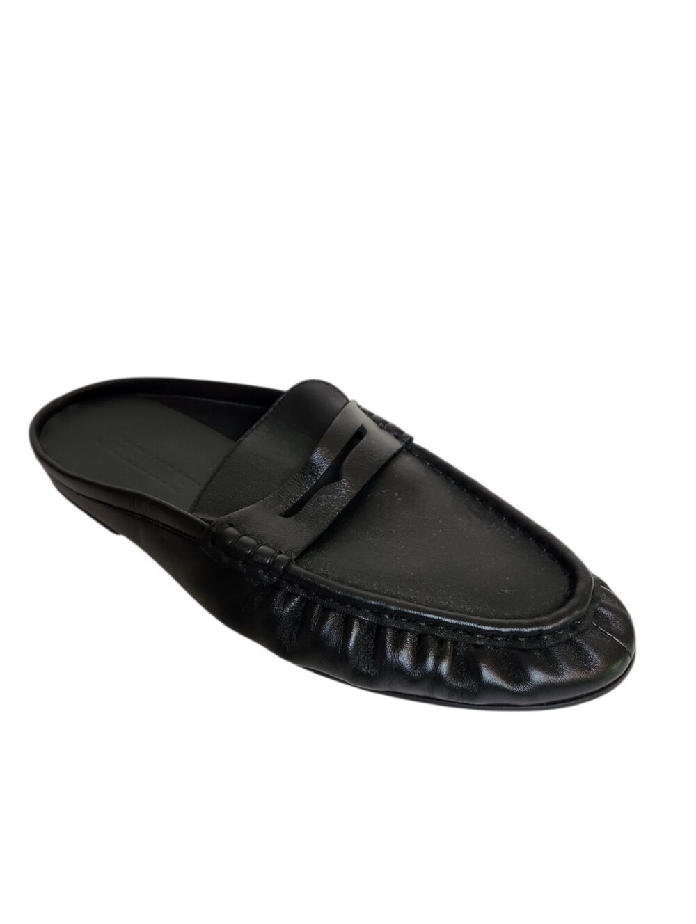 Steve Madden Rafe Black Leather Penny Loafer Ruched Mules Size 8M